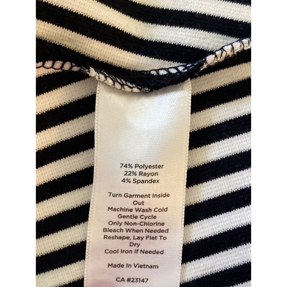 Talbots Women's Edie Knit Stripe A-Line Dress, Black & White V-Neck Size M - Picture 10 of 10